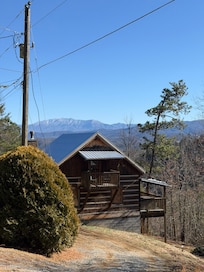 View of cabin from up the hill