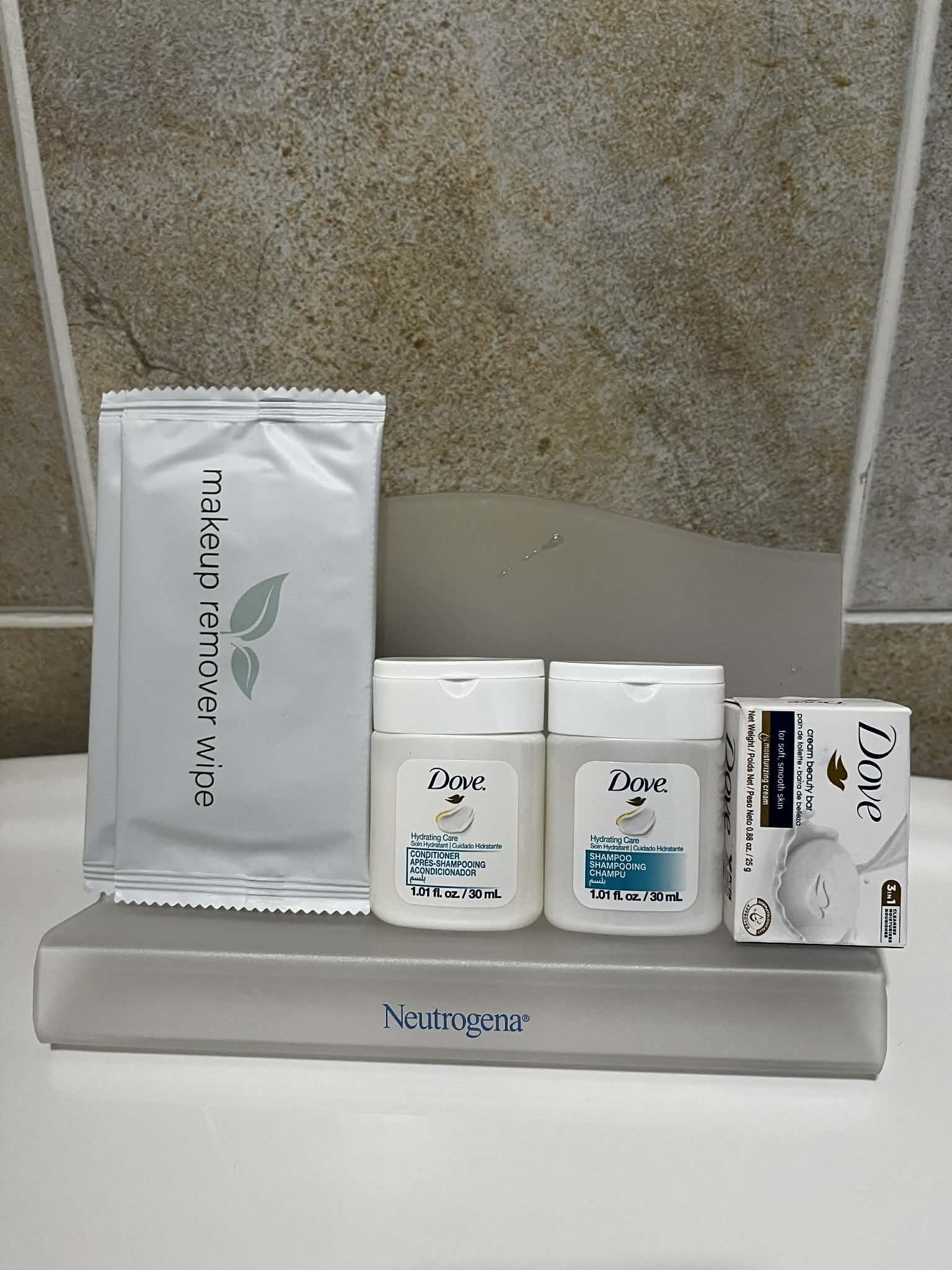 Bathroom amenities provided in the room