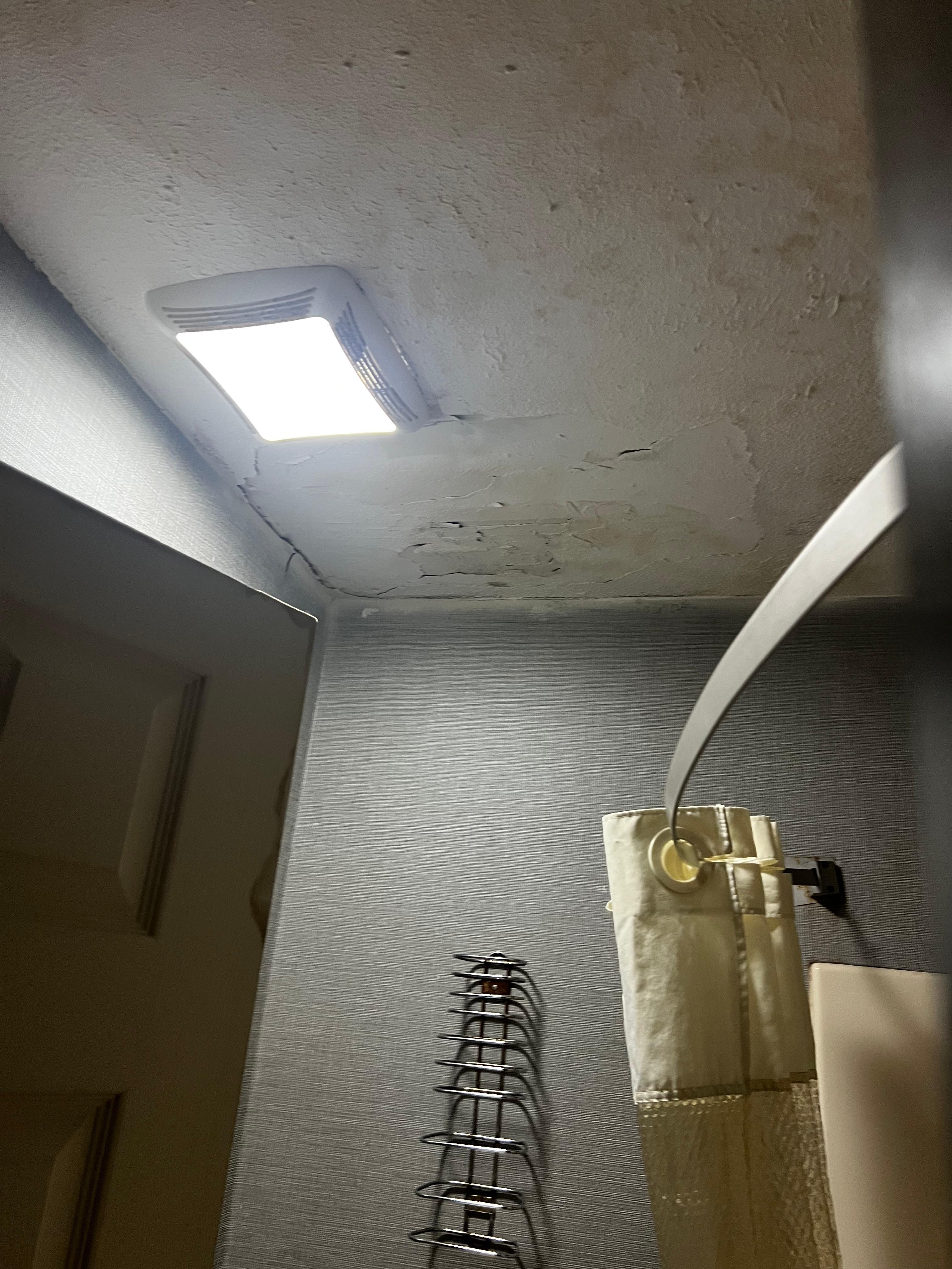 Mold and water leak from second floor into the bathroom