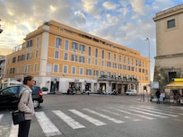 The hotel is only on the second floor of this building