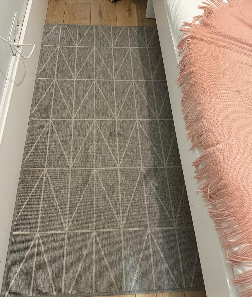 Carpet has obvious stains on it