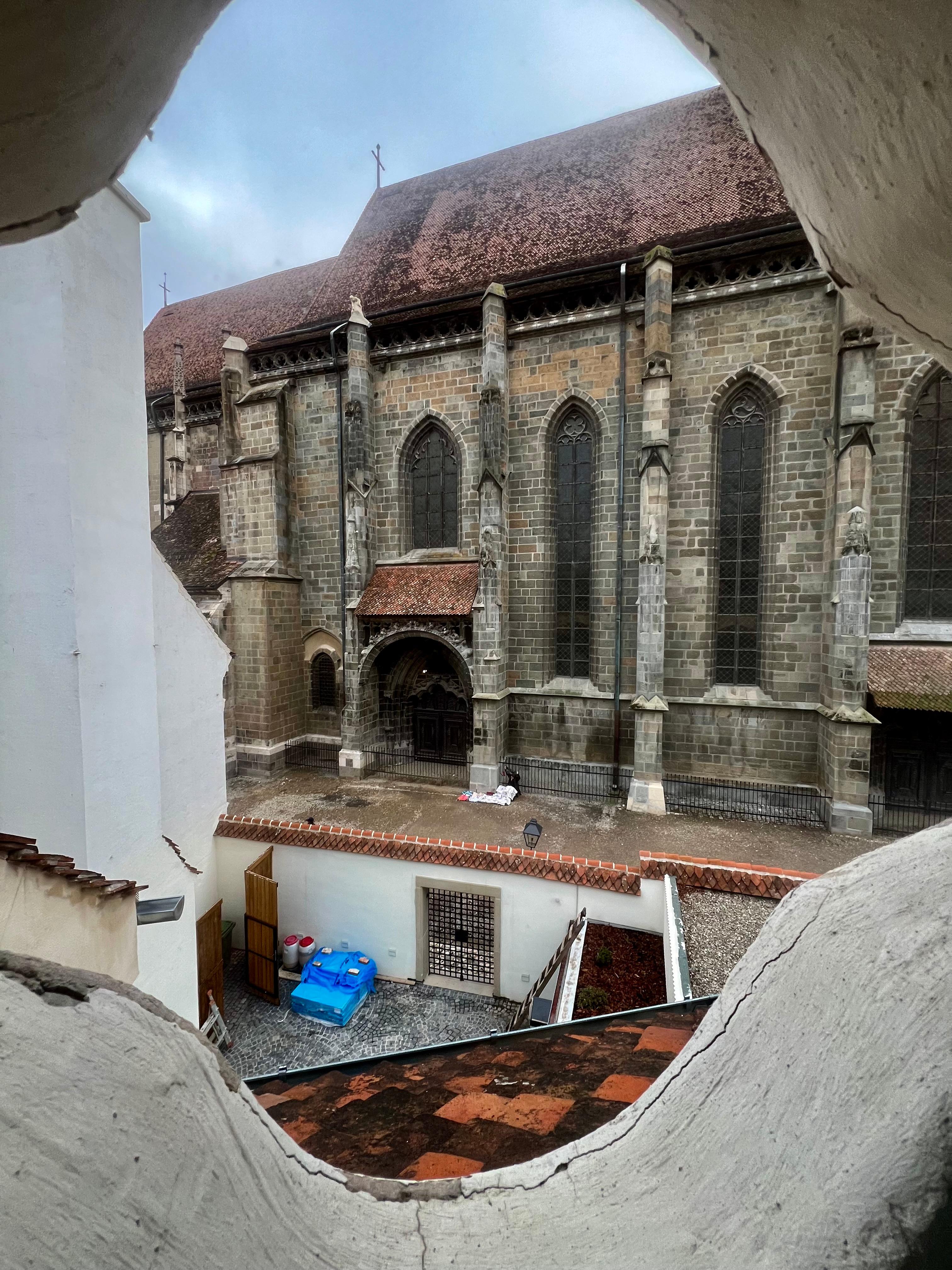 View from bathroom of the black church 