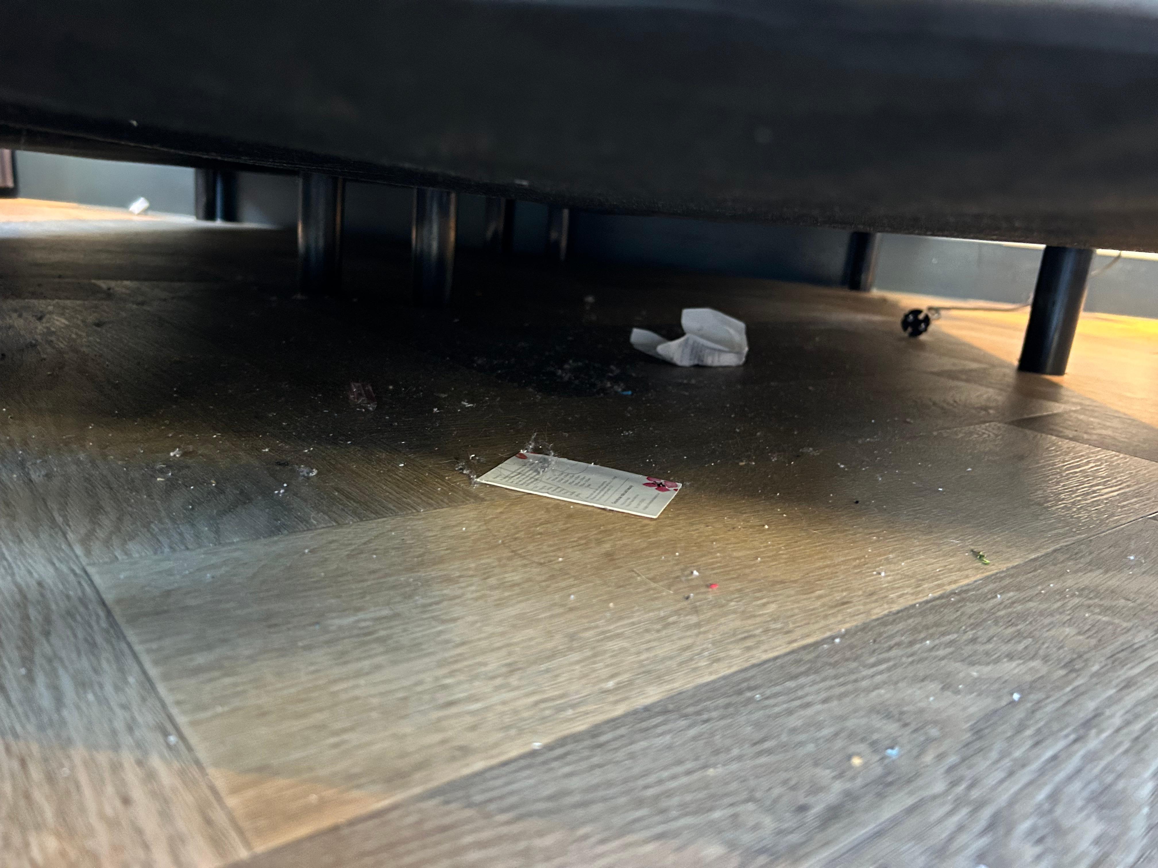 Dirty floor under the bed- image taken 5 minutes into our stay. 