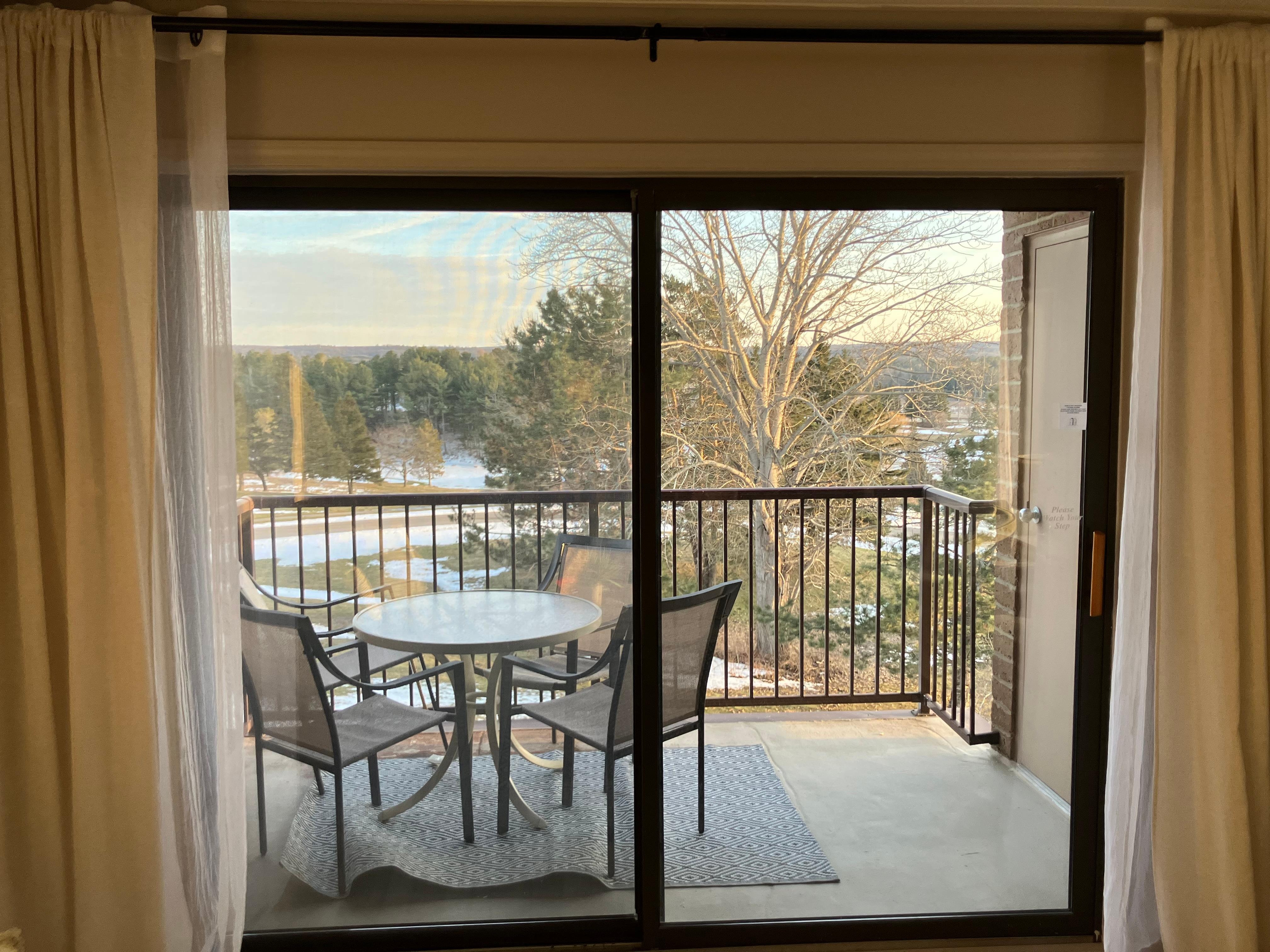 Looking out over the balcony. 
