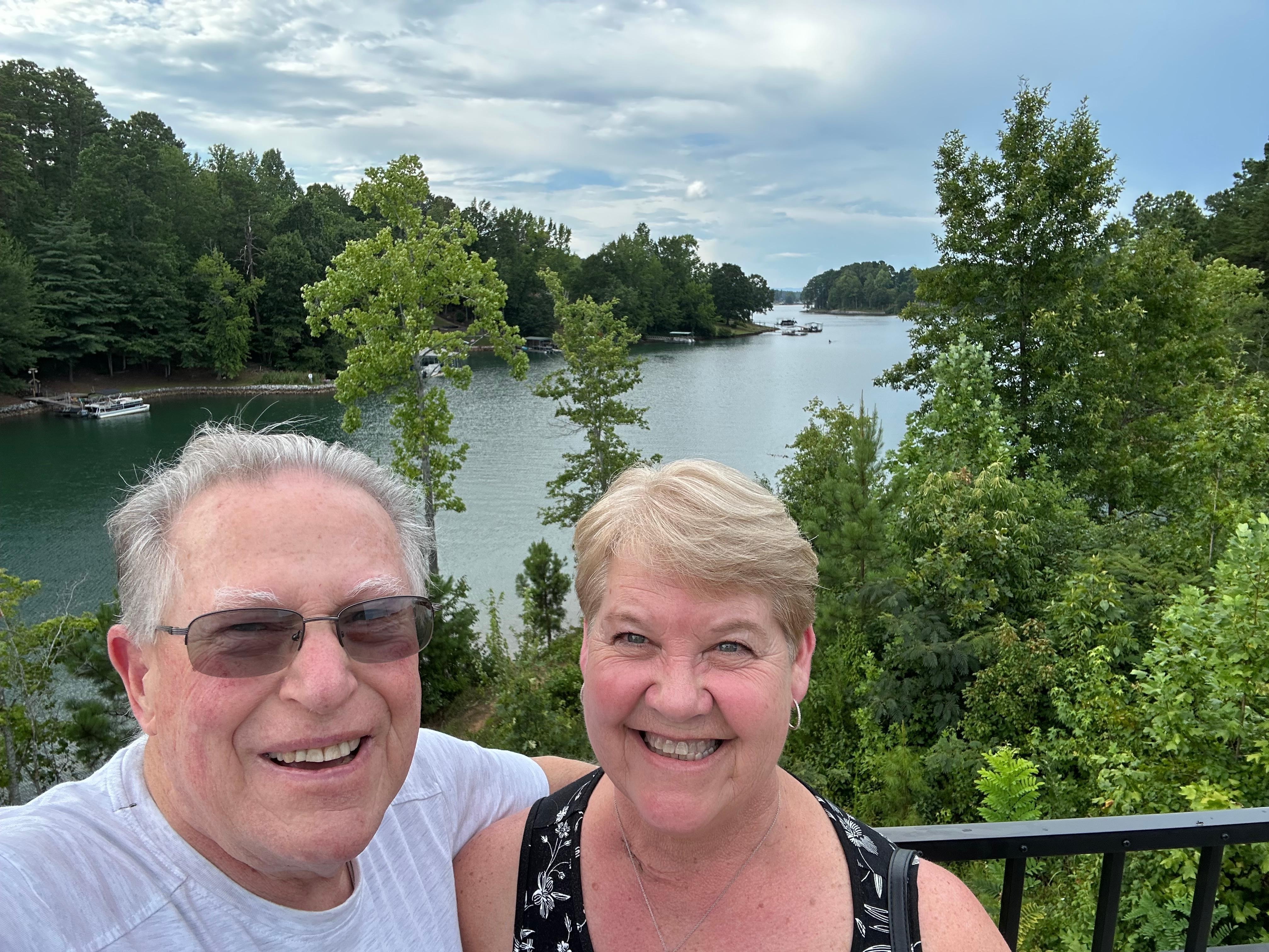 Standing outside overlooking the Lake. 