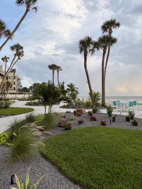 The terrace area near the pool/beach access gate.