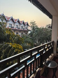 Overlooking the pool