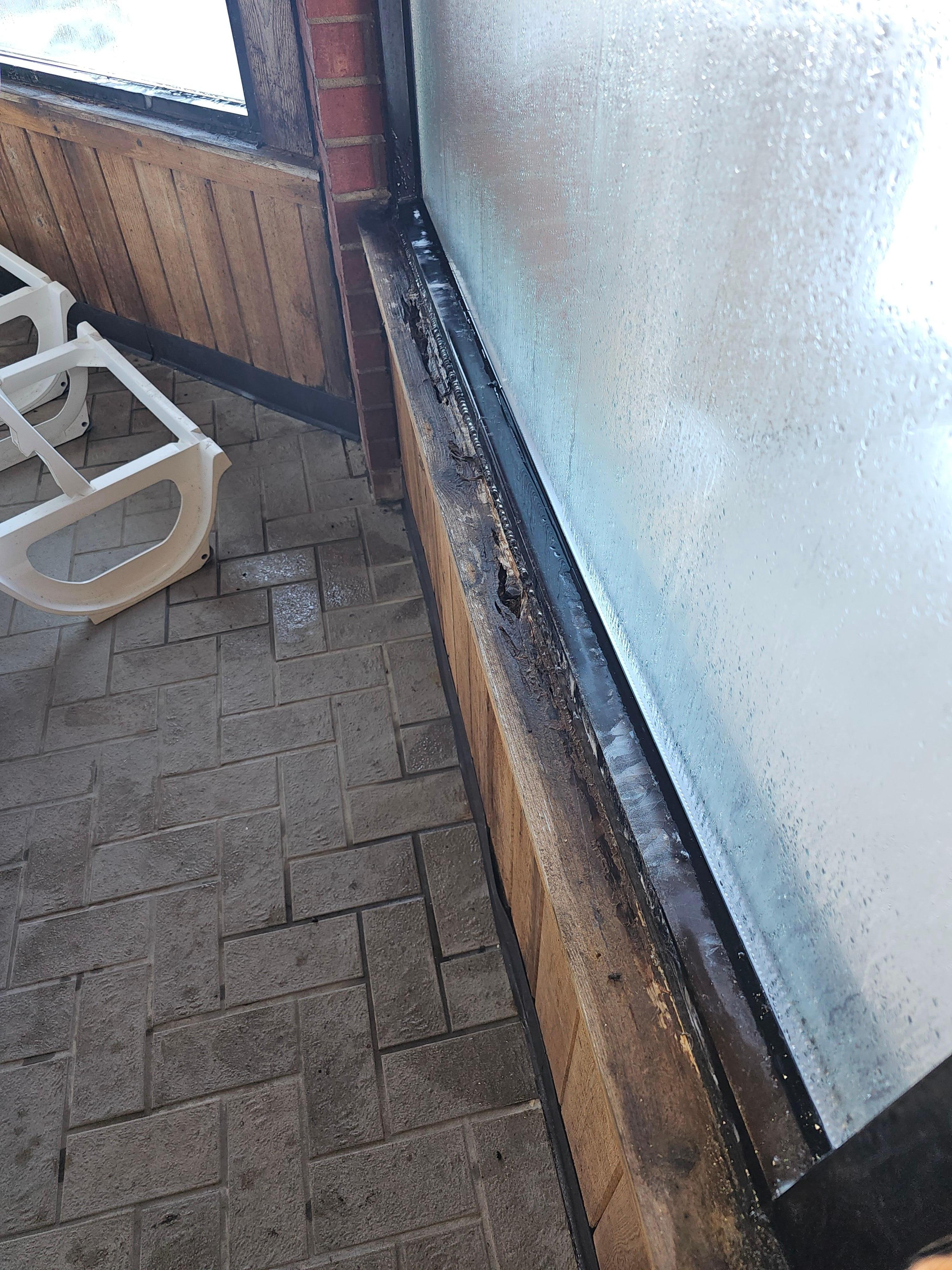 So windowsills are rotted ice forming due to lack our maintenance throughout the property. You can see the lack of maintenance from the shower heads to the doors to the temperatures.