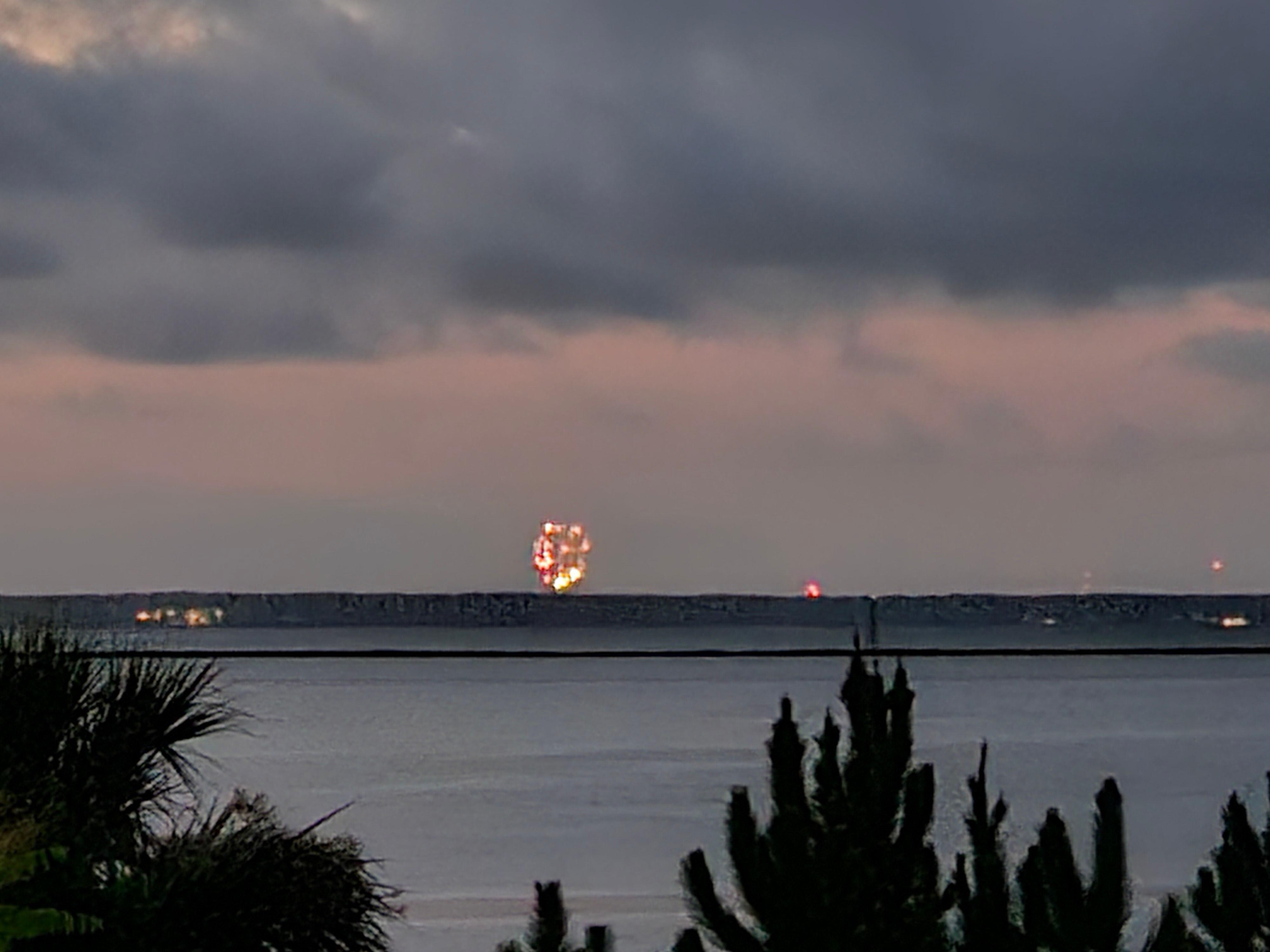 Watching fireworks from the balcony.
