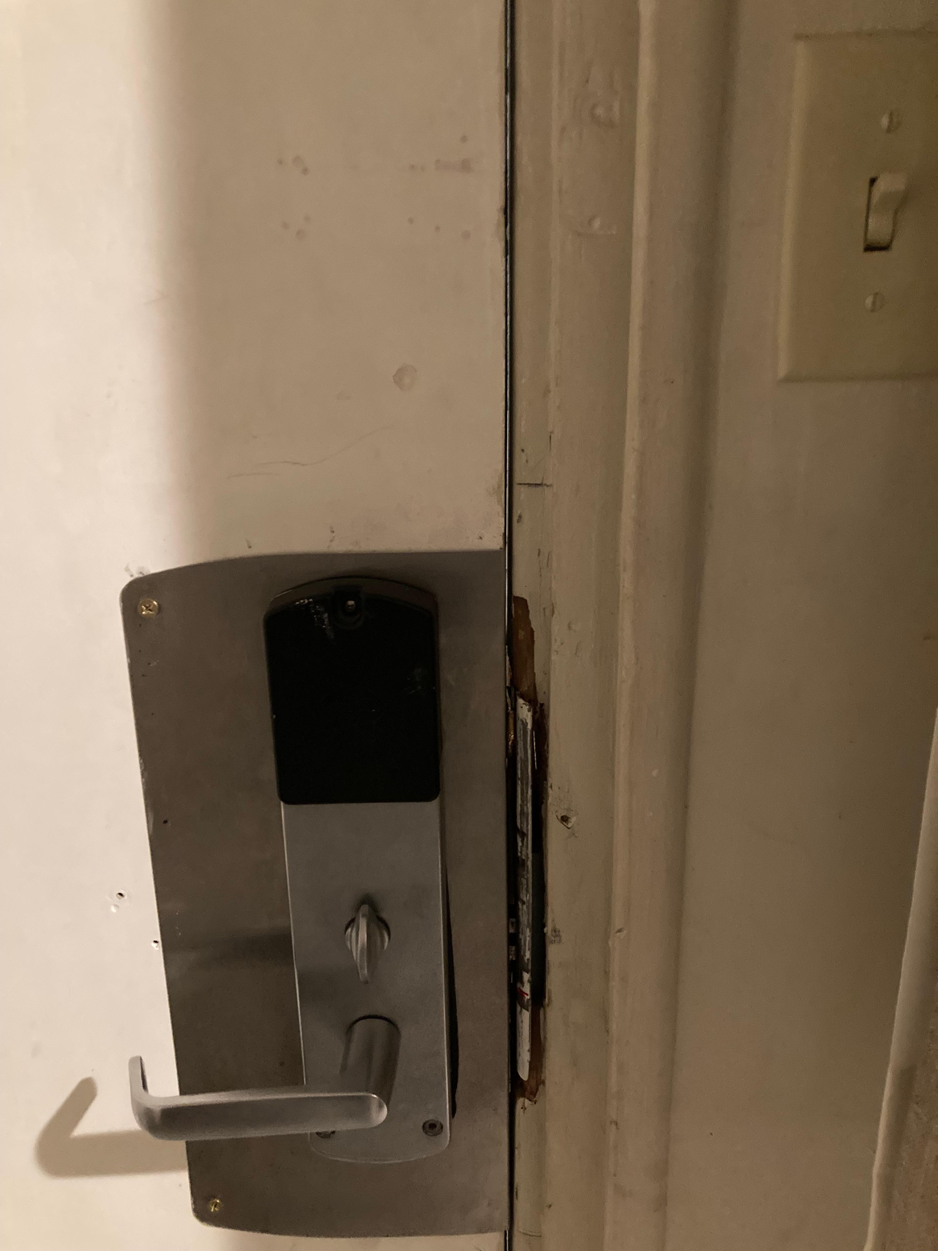 Door was not secure. Big gap along the door 