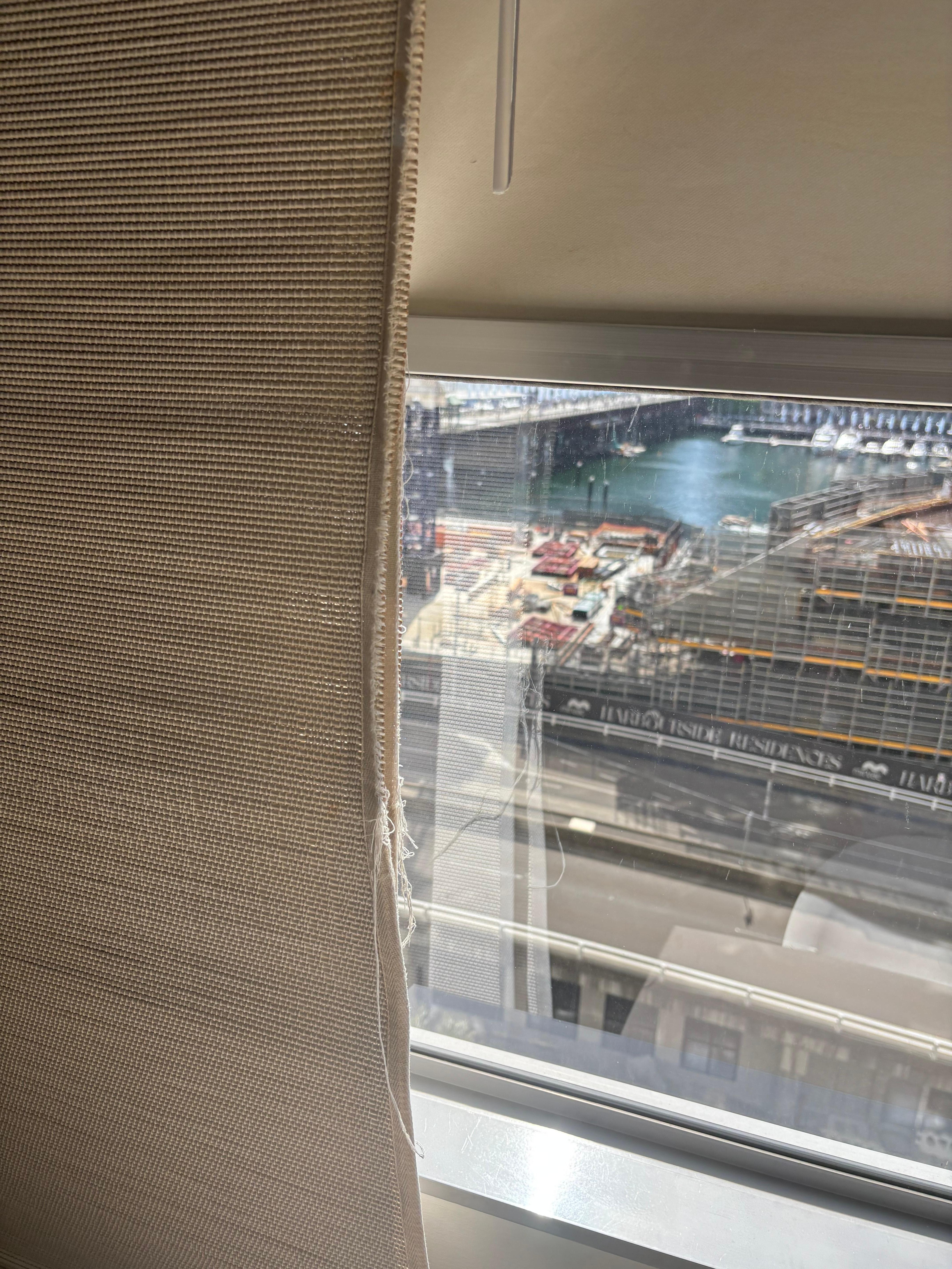 Broken blinds and screens.