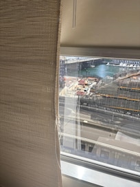 Broken blinds and screens.