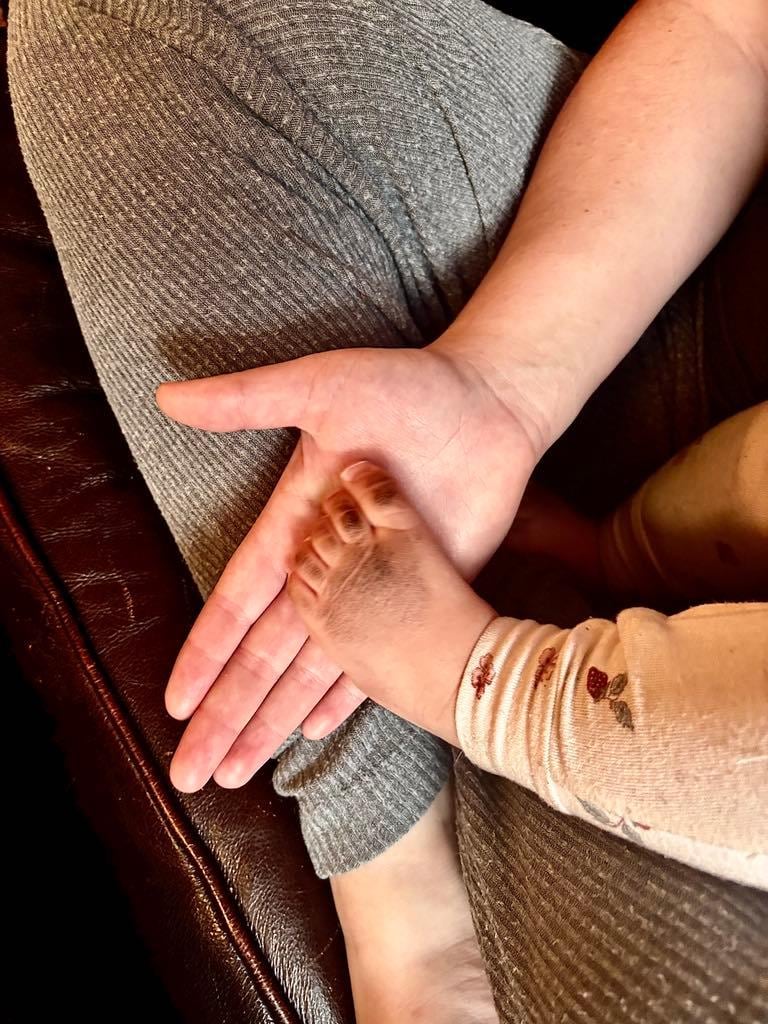 Crawling baby's foot AFTER we cleaned- much worse before. :[