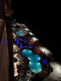 Night time pool view