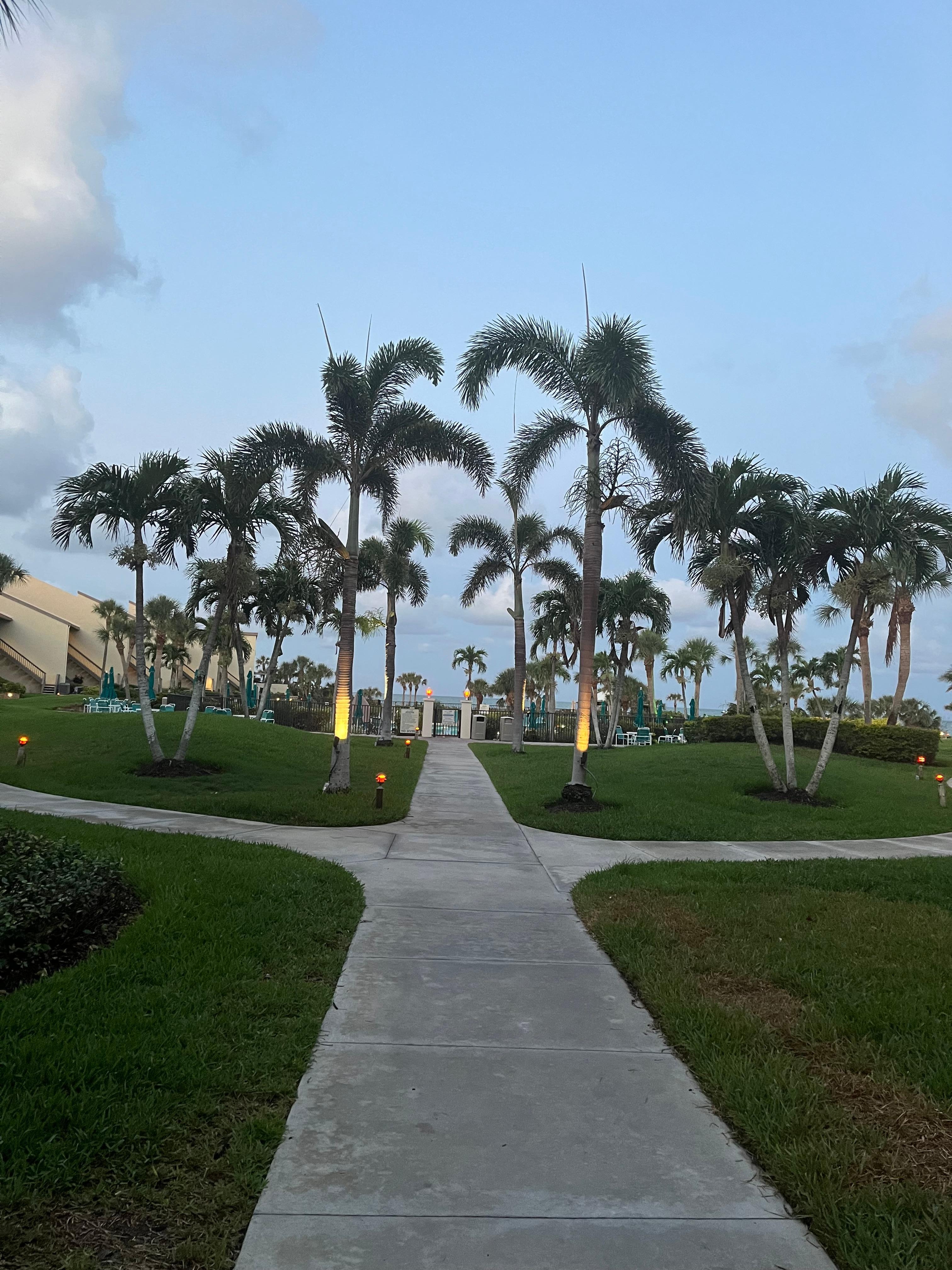 Walking to the pool/beach