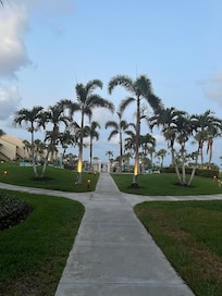 Walking to the pool/beach