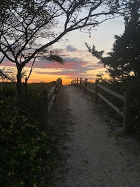Sunset along path to the beach
