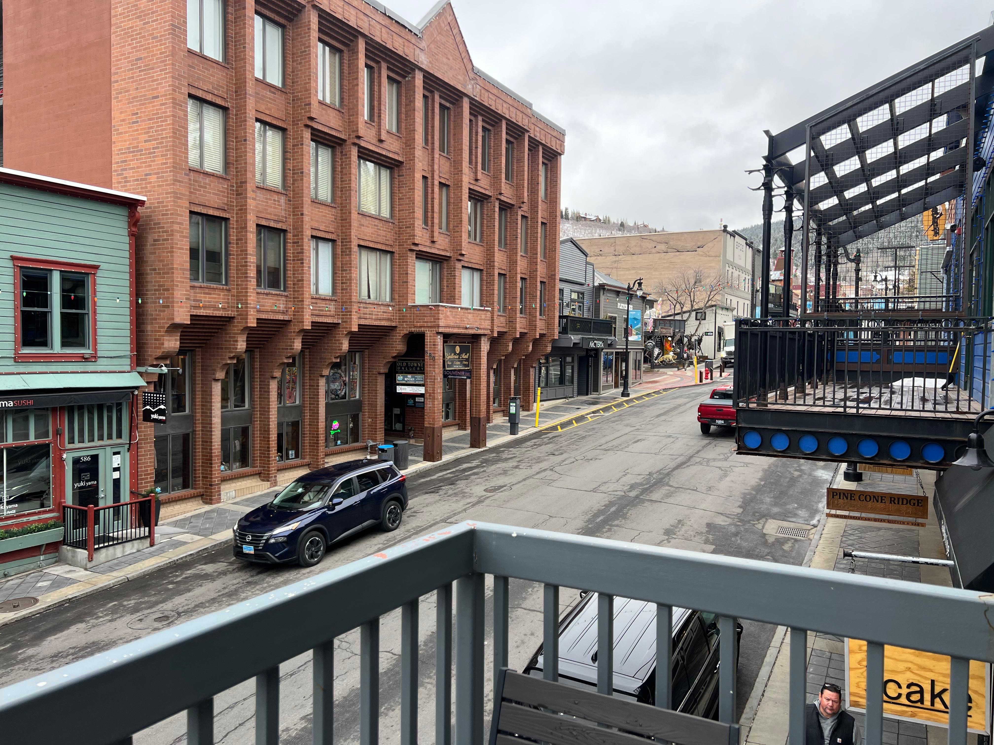 View from balcony up Main Street