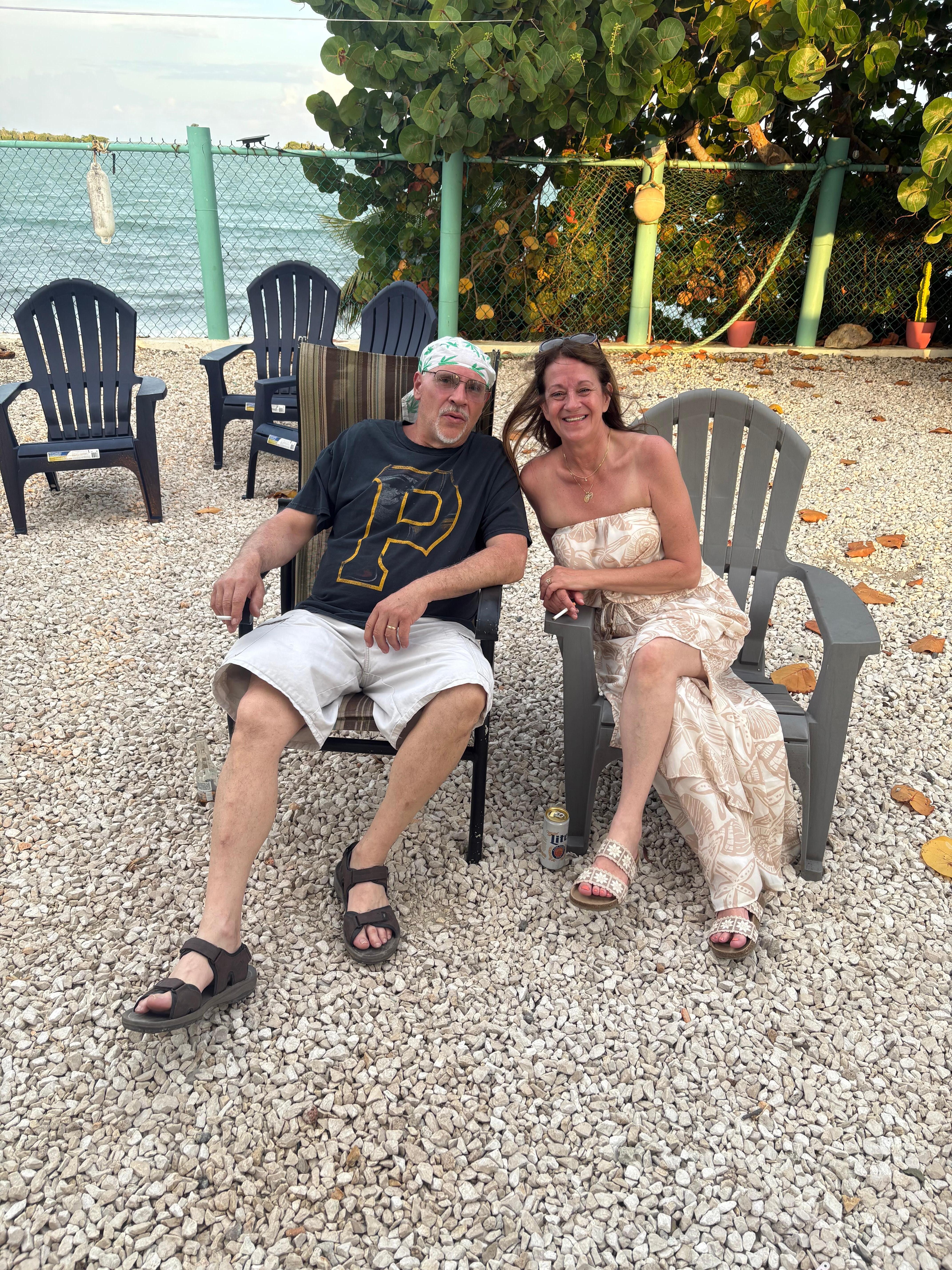 Relaxing in back of home before dinner