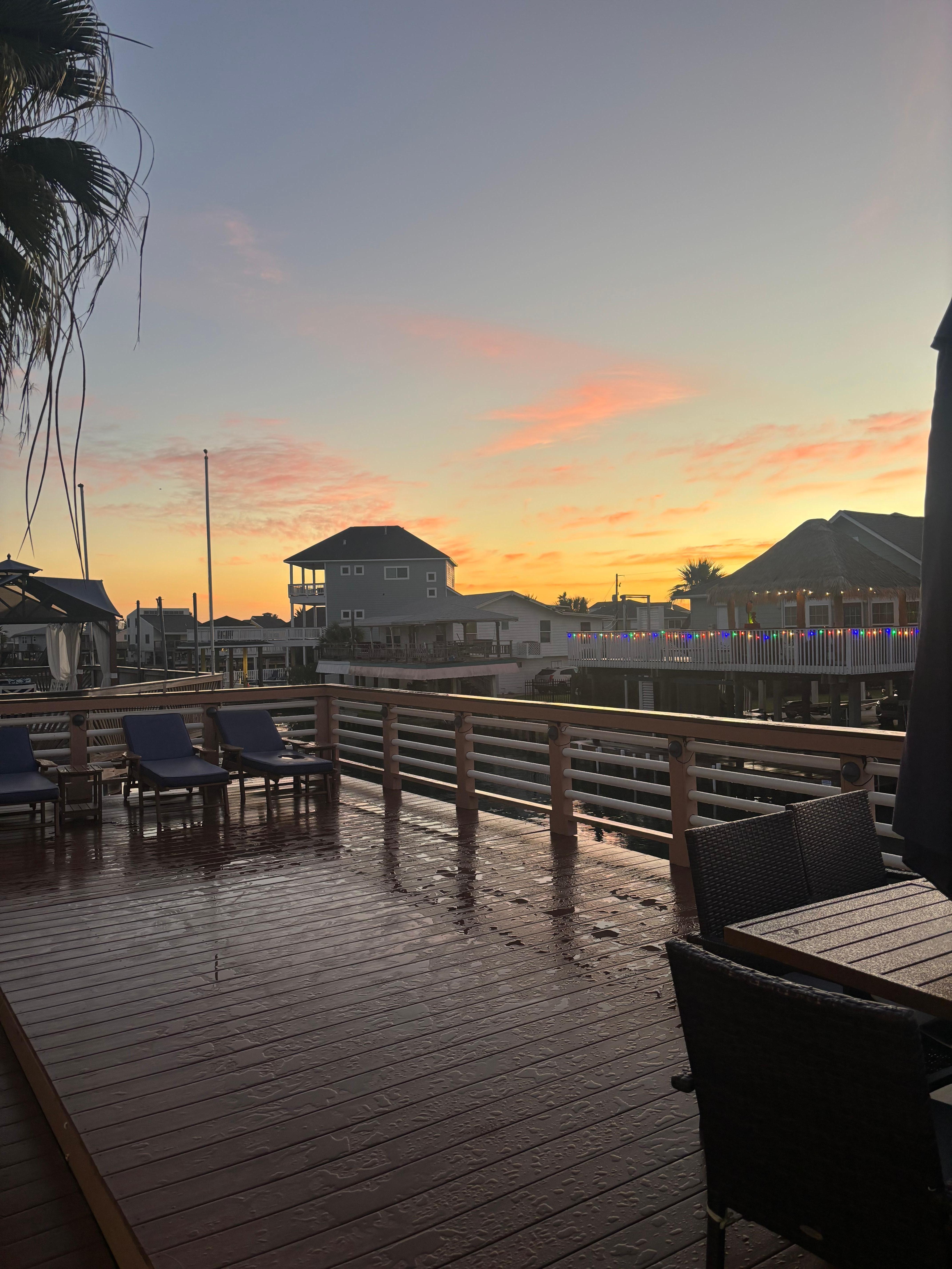 Watching the sunrise from the deck