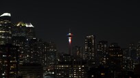 Night shot of Calgary from Balcony
