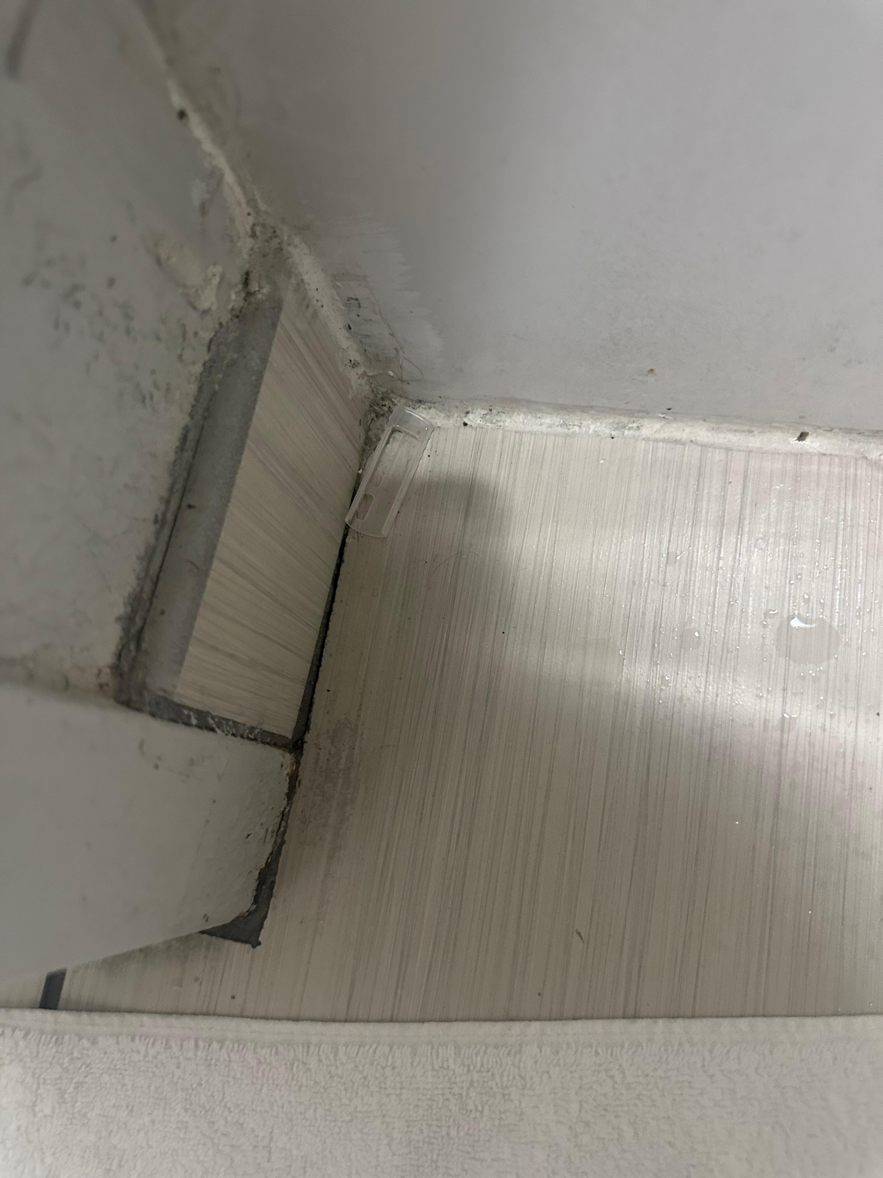 Trash and mold on the wall.