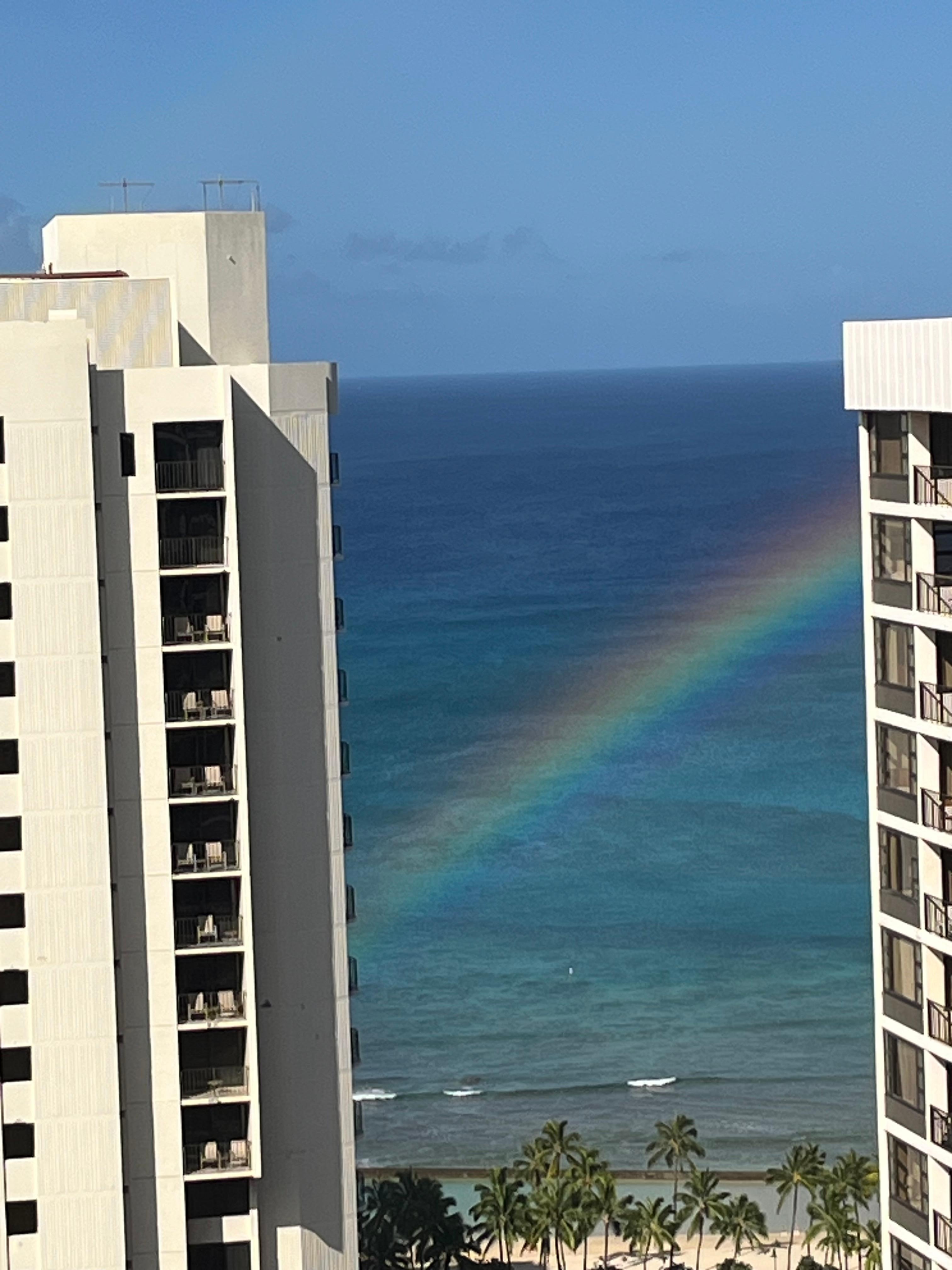 Rainbow from balcony of condo 
