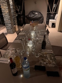 Table set up at the villa for our private dinner.