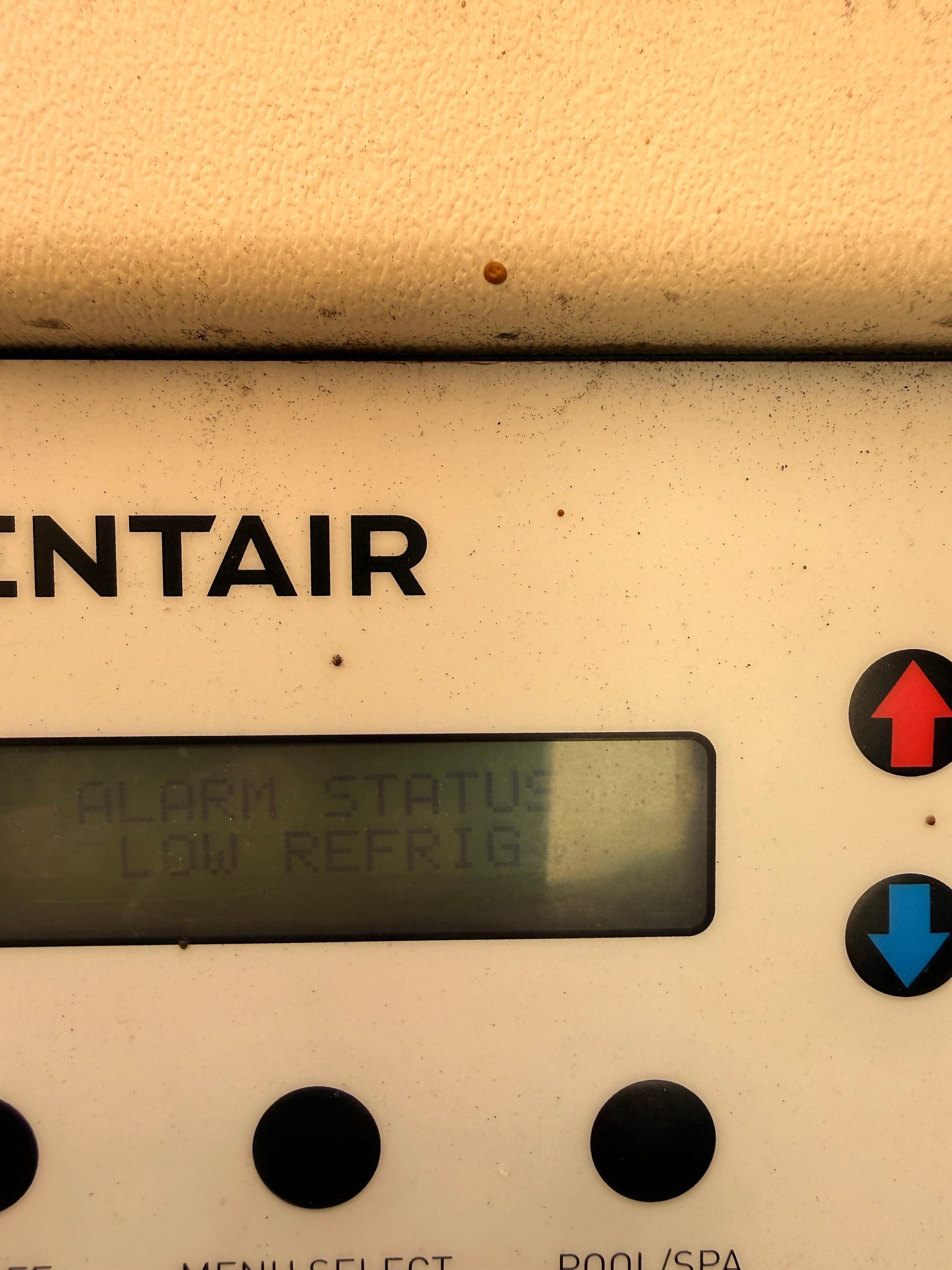 Pool heater says some fuel is missing.