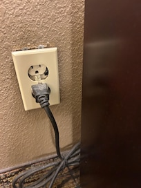 Damaged outlet hopefully there will not be any electrical fires