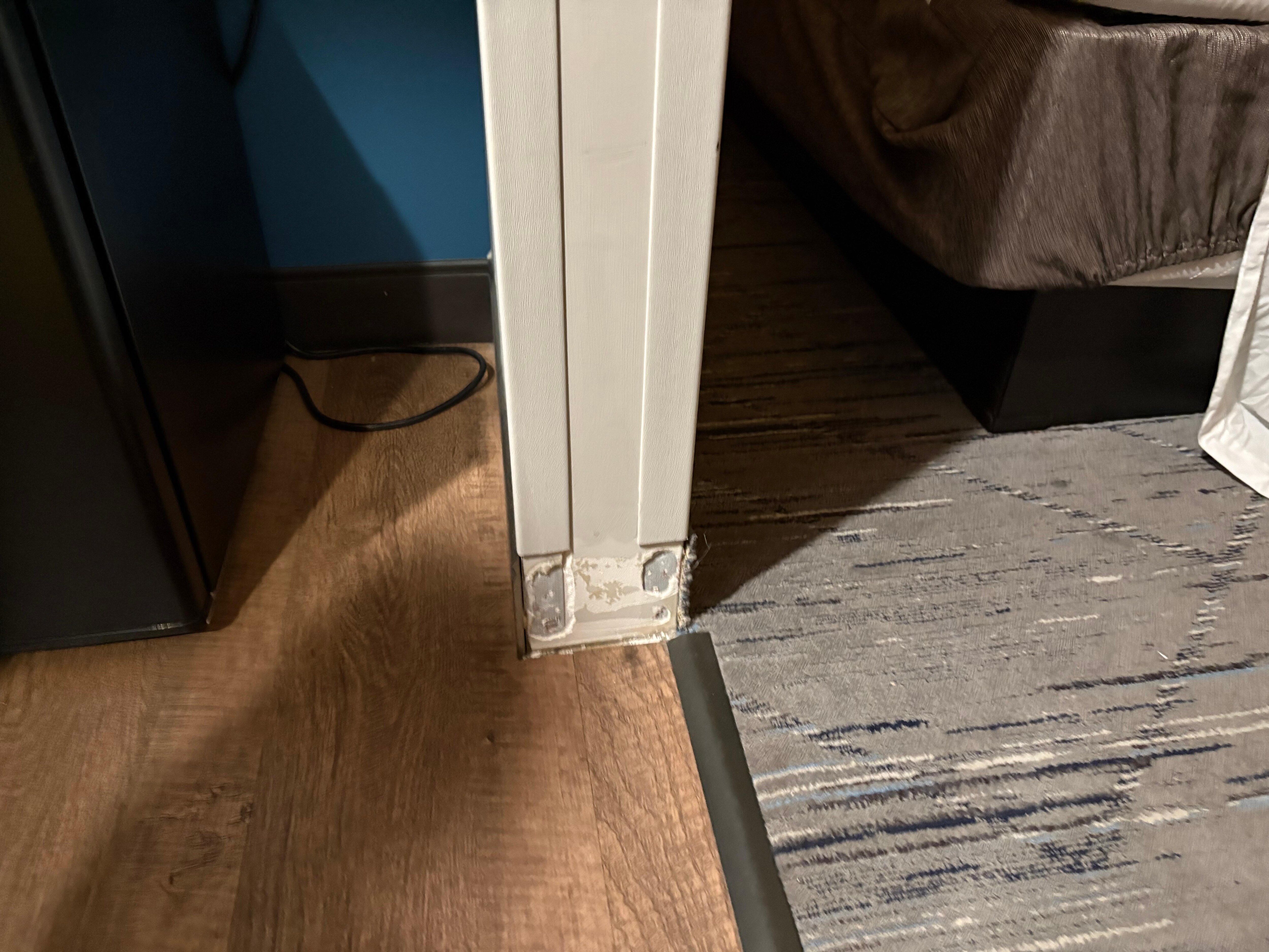 Tripping hazard near bathroom 