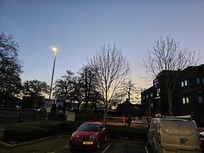 Sunrise at the main entrance waiting for shuttle pickup.