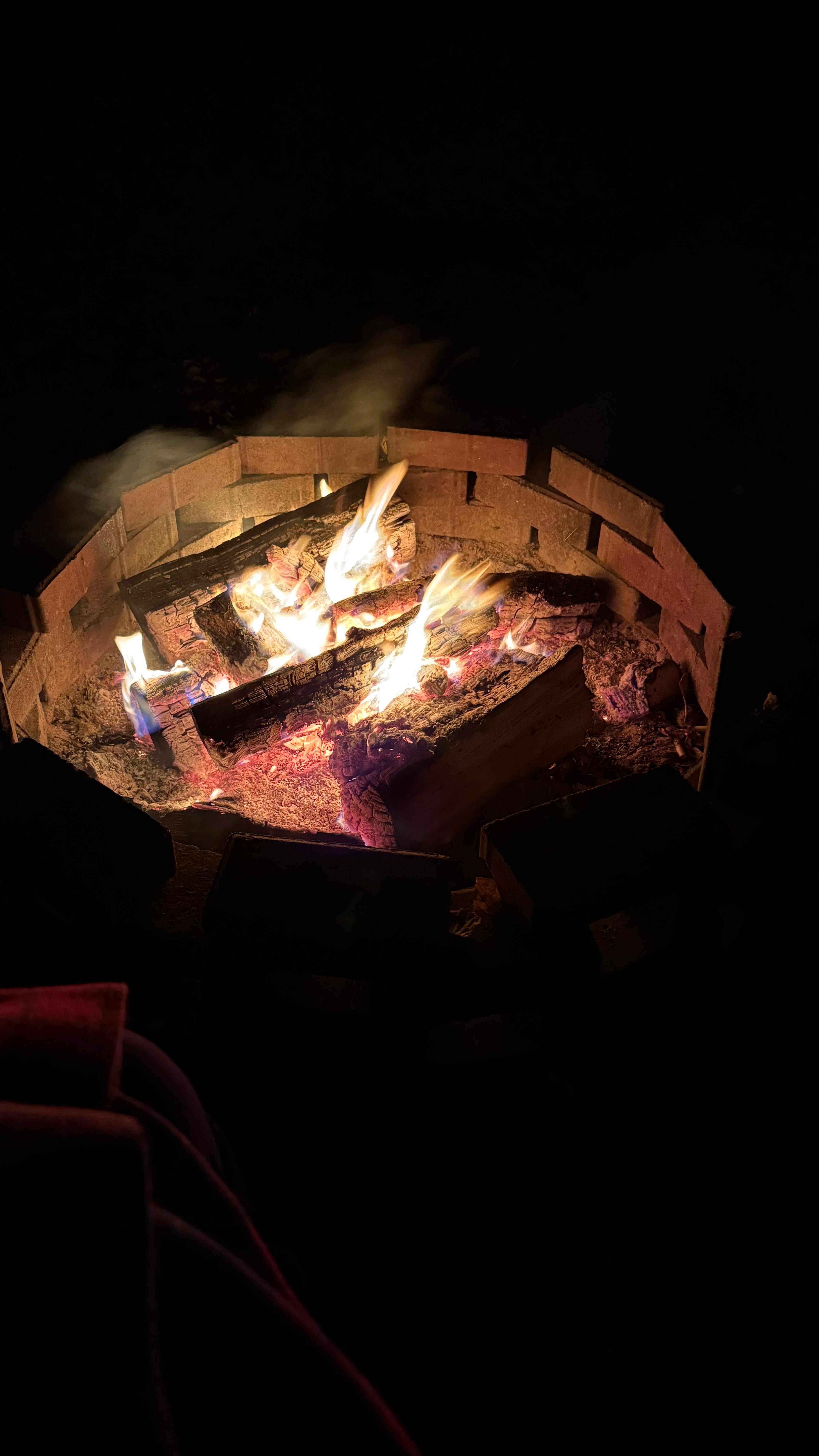Fire pit behind the cabin 