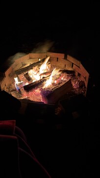 Fire pit behind the cabin