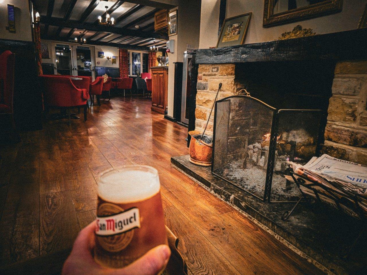 Pint by the fire