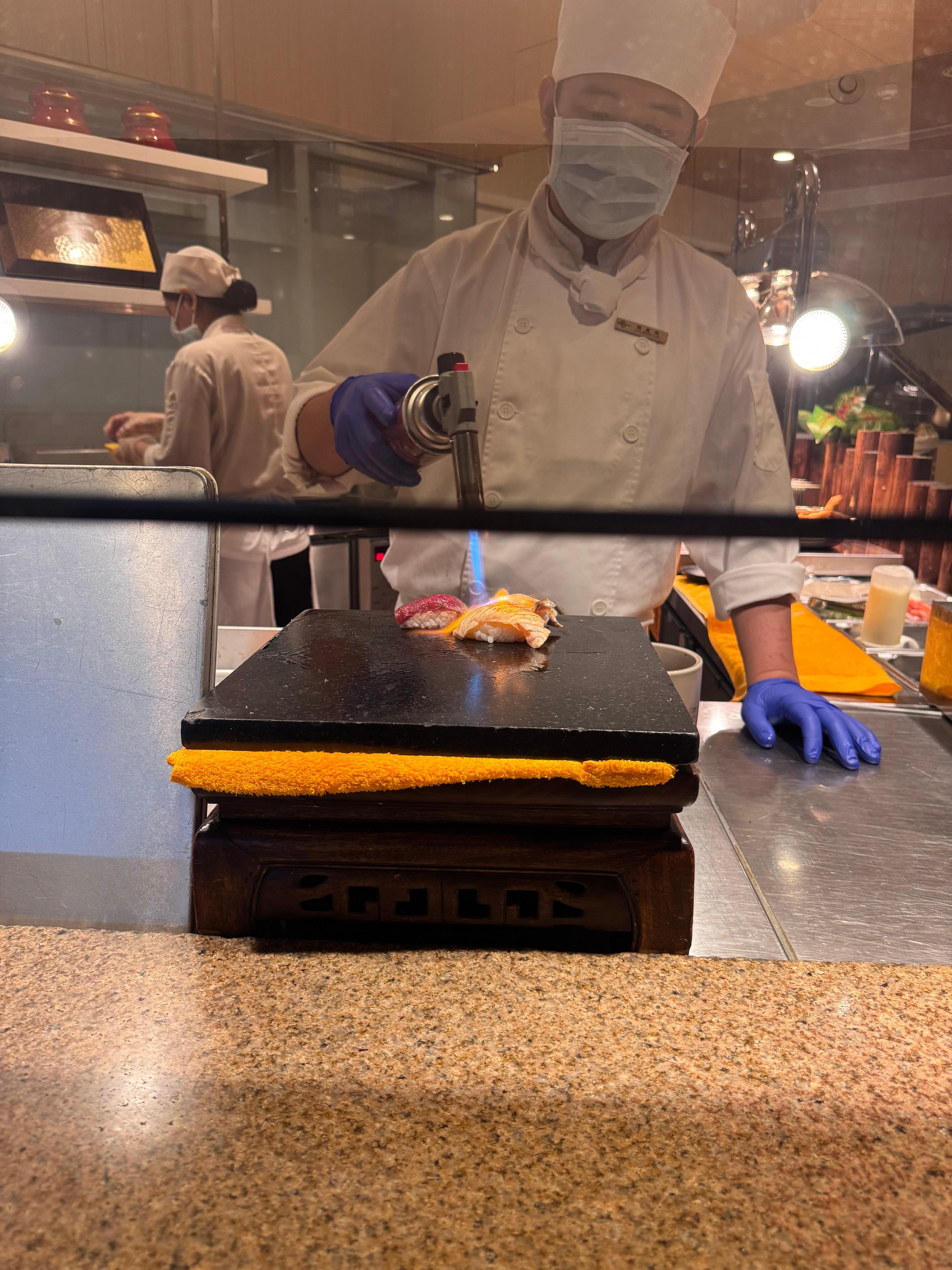 Made to order sushi during buffet dinner