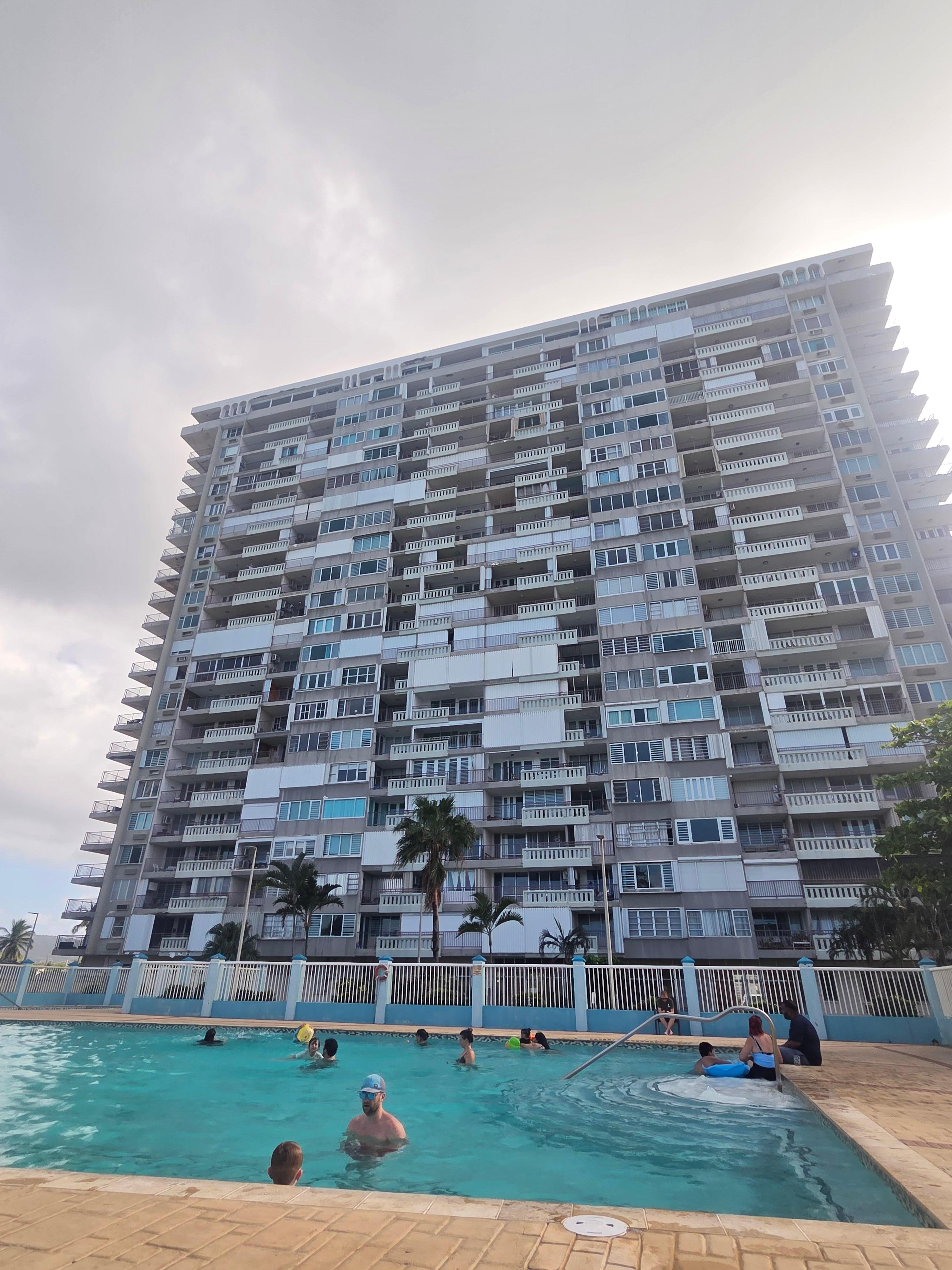 Condo building from the pool