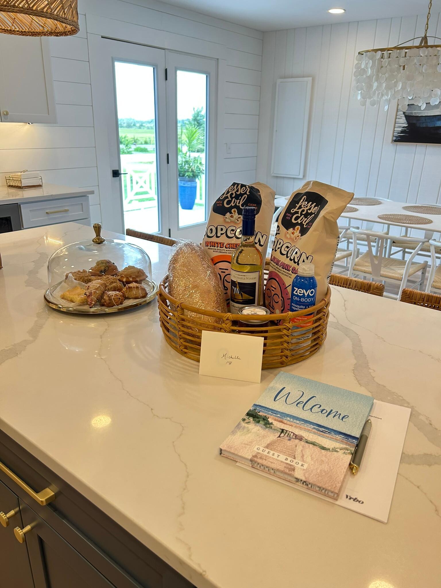 Welcome basket -- good restaurants noted in the guest book