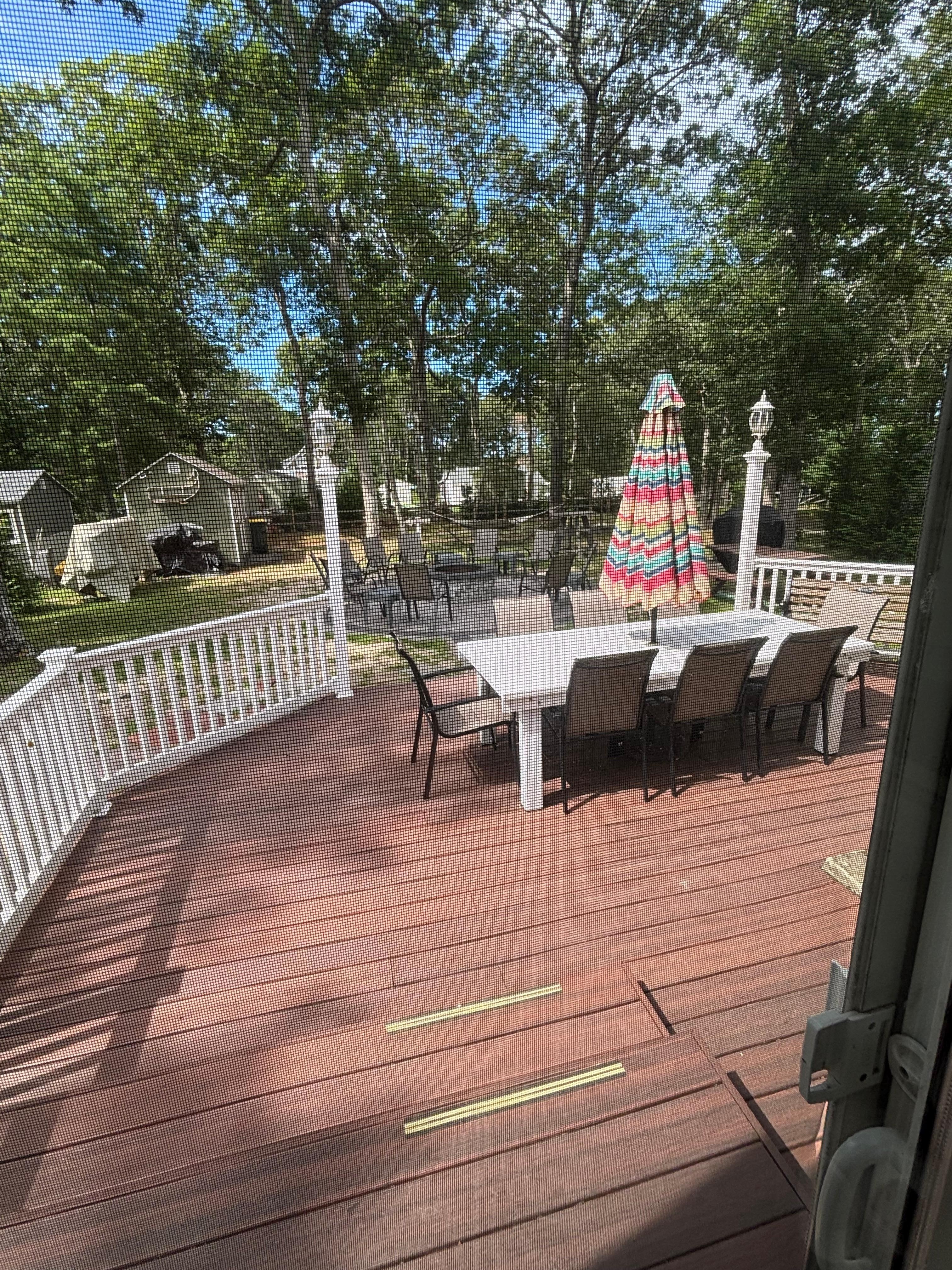 Large outdoor deck. We grilled and ate outside. 