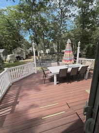 Large outdoor deck. We grilled and ate outside.