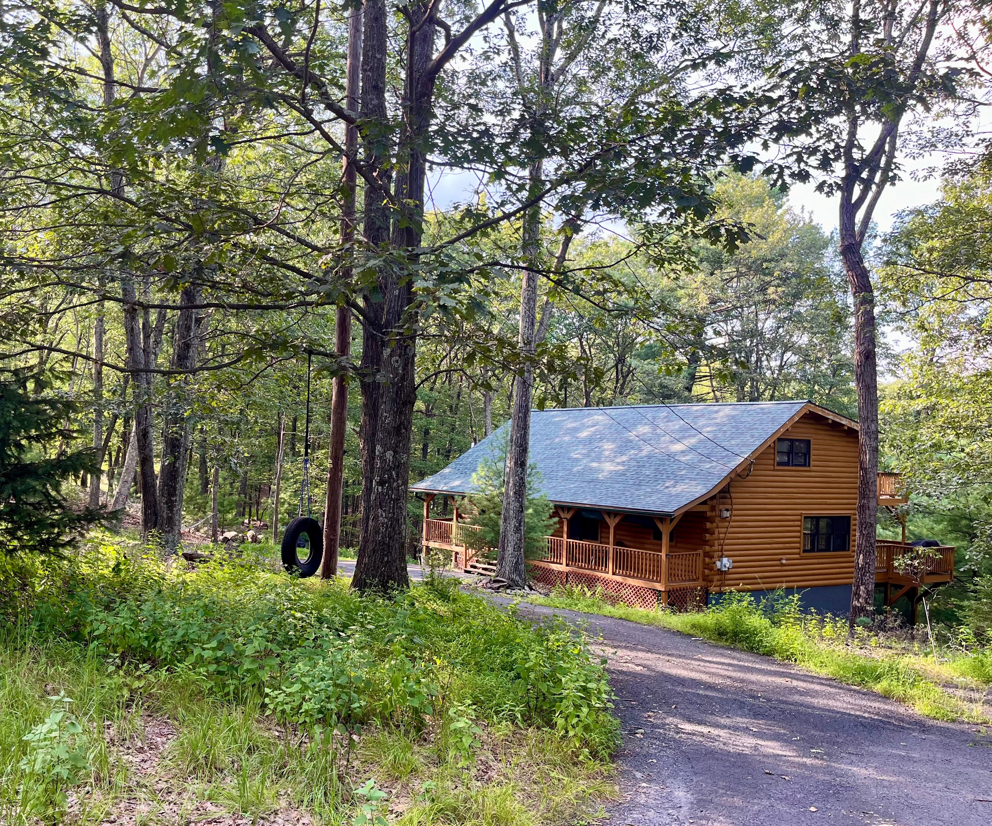 Mountain-side cabin. 