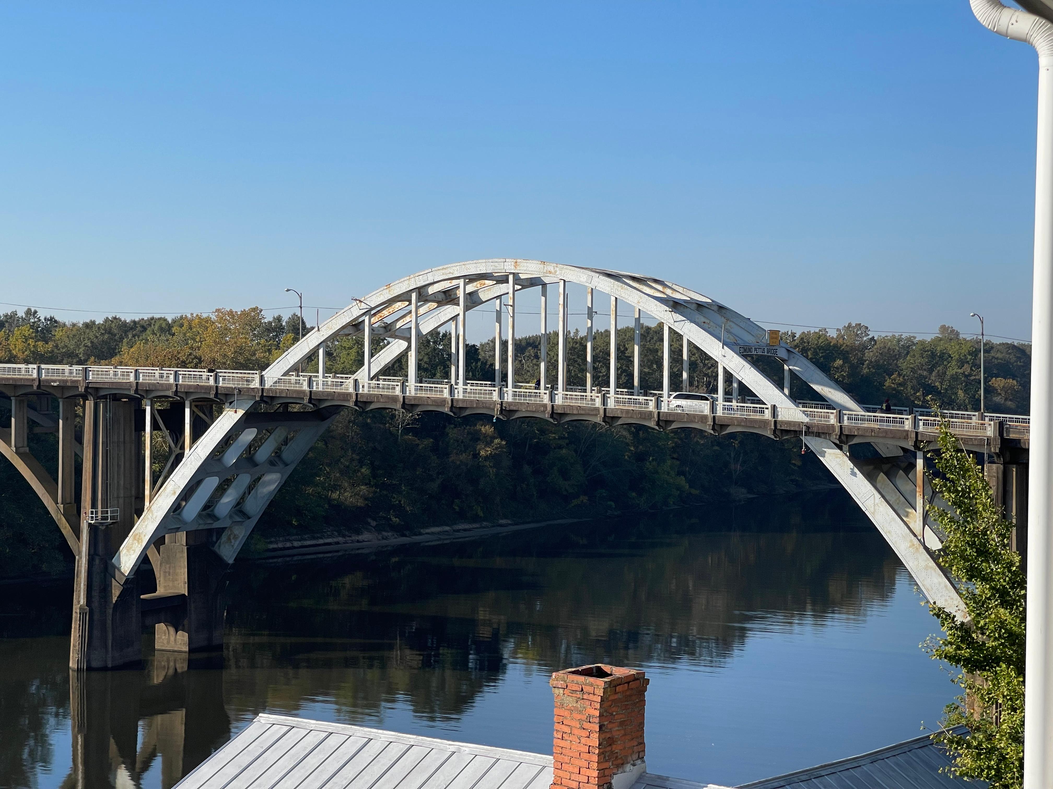 The view of the bridge from the balcony 