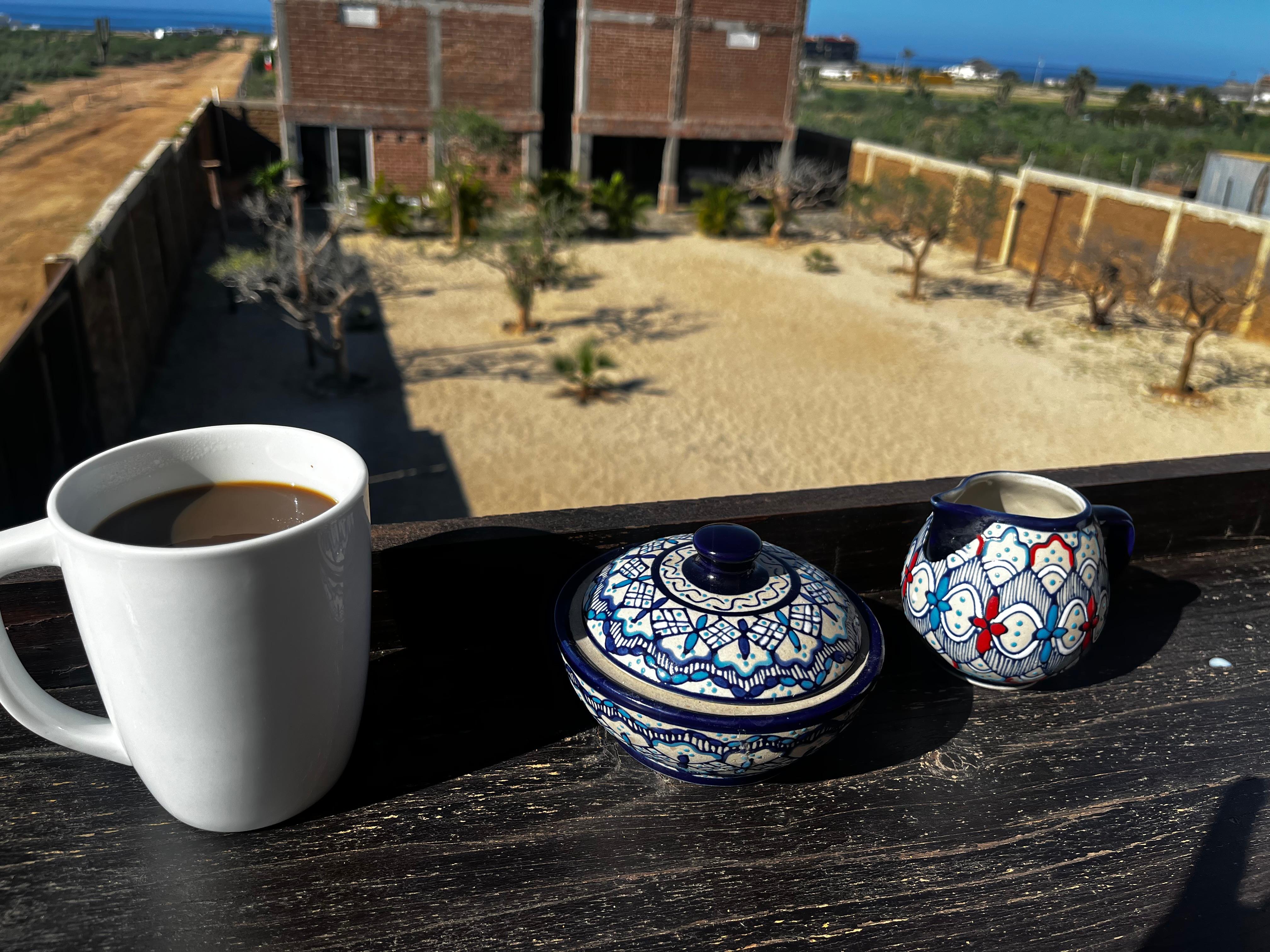 Coffe in the morning from the upstairs kitchen/patio