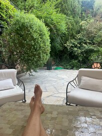 Relaxing on the back patio
