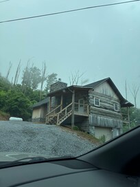 Looking at the house before the last little bit of driveway