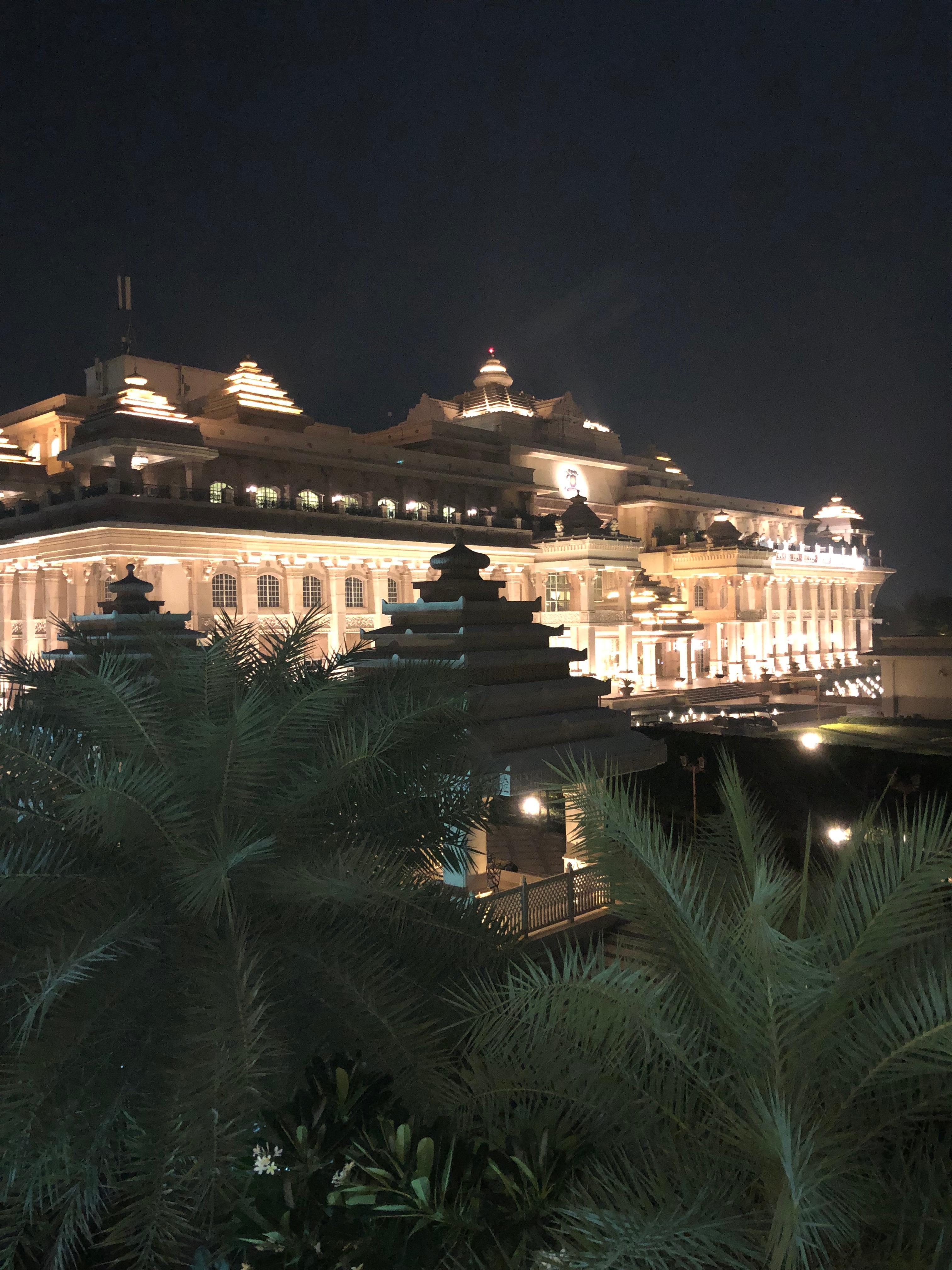 The view from our private patio at night!