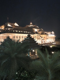 The view from our private patio at night!