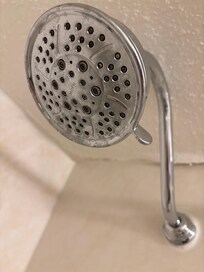 Rust and water sediment on shower heaf