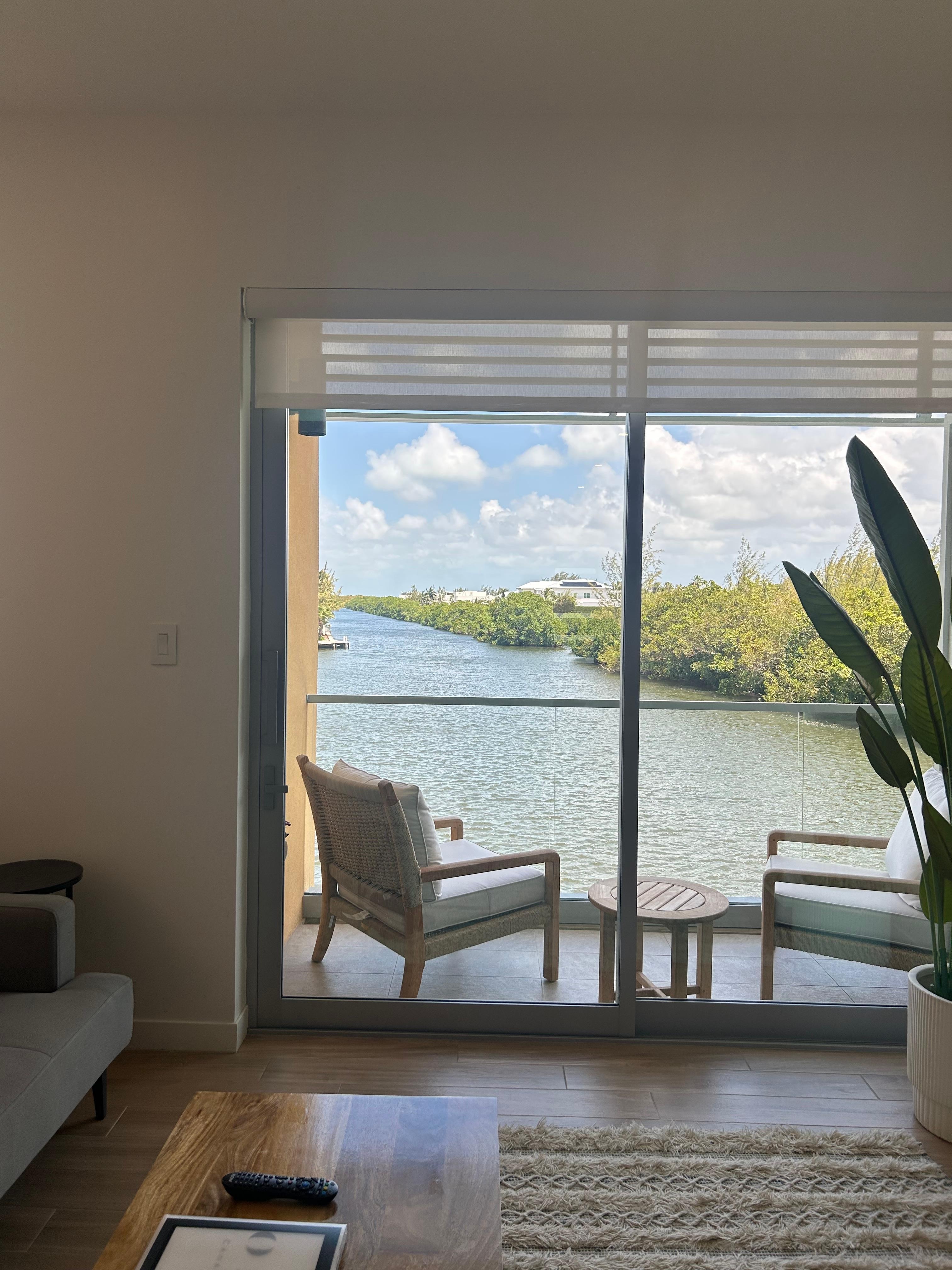 Canal view from living room and kitchen. 