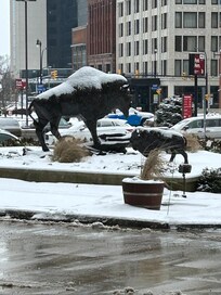 Out front of the hotel